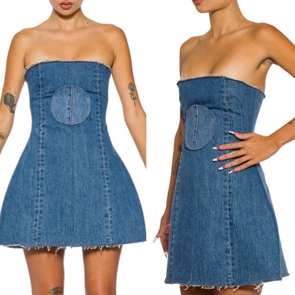 Sami Miro Vintage x Levis Circle Pocket Denim Mini Dress Size Medium
